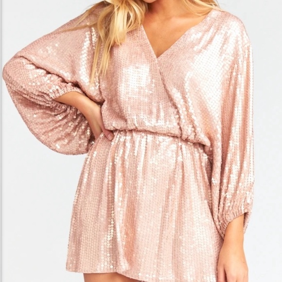 NWT Show Me Your Mumu Dress M Rose Gold Genevieve - Picture 4 of 9